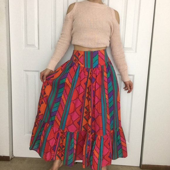 Vintage Dresses & Skirts - ❌sold❌Aztec Skirt Circle T Southwest Loud Geomet